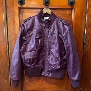 Caren Sport Purple Vegan Leather Bomber Jacket - XXL (vintage size)